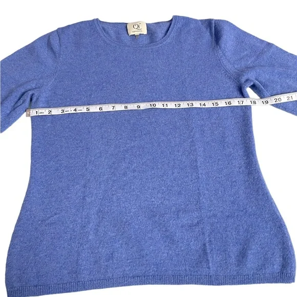 Qi 100% Cashmere Basic Long Sleeve Blue Sweater Size X-Large - Picture 5 of 10